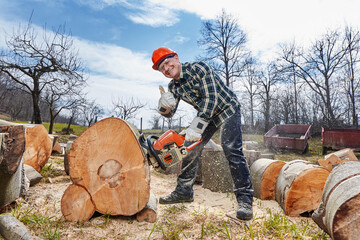 Sticker - Lumberjack with chainsaw working