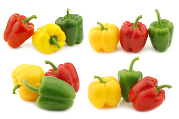 Wall Mural - colorful mix of paprika's (capsicum) on a white background