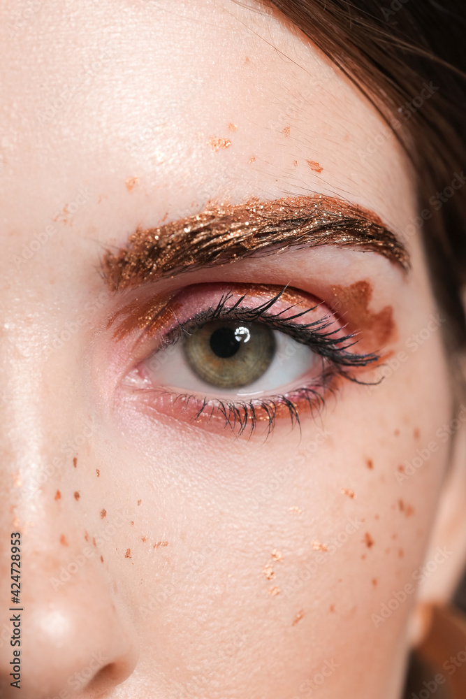 Beautiful woman with unusual makeup, closeup