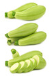 light green turkish zucchini's (Cucurbita pepo) on a white background