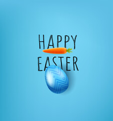 Poster - Happy Easter vector greeting card with carrot and color egg