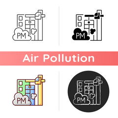 Wall Mural - Demolition sites icon. Depending on how building is being demolished can create environmental issues. Linear black and RGB color styles. Isolated vector illustrations