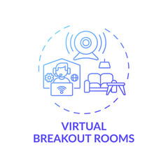 Leinwandbilder - Virtual breakout rooms concept icon. VE success tip idea thin line illustration. Team collaboration, cooperation and discussions. Employee engagement. Vector isolated outline RGB color drawing