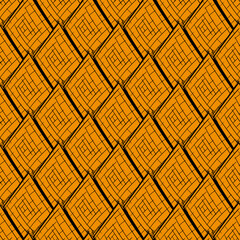 Poster - Cartoonish Yellow Tile Pattern. Seamless Yellow Rhombus Cartoonish Pattern. Vector Orange Ornament.