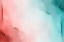Abstract Watercolor Background, Red And Turquoise