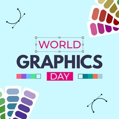 Poster - world graphics day text effect with multi-colour shade, standard vector design for graphics day with