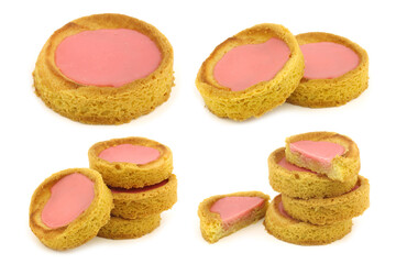 Wall Mural - Traditional Dutch pink glazed cakes on a white background