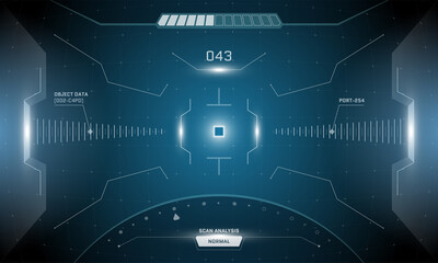Fototapete - VR HUD digital futuristic interface cyberpunk screen design. Sci-fi virtual reality technology view head up display. GUI UI technology dashboard panel. Binocular visor vector illustration