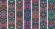 Mandala pattern set with bright color psychedelic print.