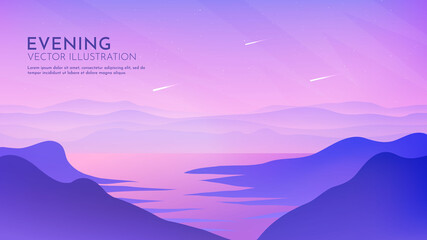 Wall Mural - vector illustration. polygonal design. minimalist wallpaper. flat background. slopes near water. mou
