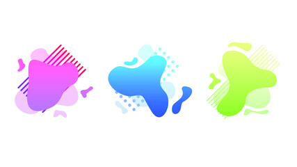 Poster - Abstract Set Liquid Color Collection Geometric Shapes Fluid Gradient Dynamic Elements Banner Logo Vector Desgin Style Trendy