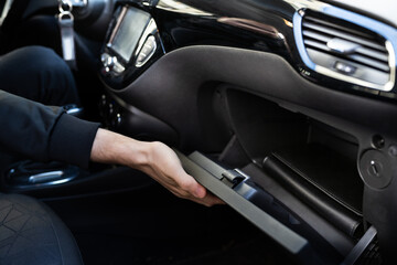 Open Car Glove Compartment Box