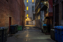 Empty Alley At Night Downtown Montreal