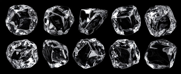 Wall Mural - ice cubes isolated on black background