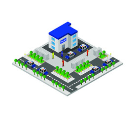 Sticker - Isometric police station