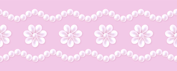 Pastel seamless border with pink pearl pattern