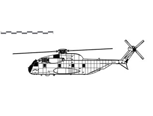 Wall Mural - Sikorsky CH-53 Sea Stallion. Vector drawing of heavy-lift helicopter. Side view. Image for illustration and infographics.