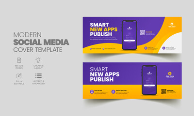 Mobile app promotion social media timeline cover and web banner template 
