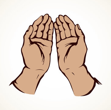 Praying hands. Vector drawing