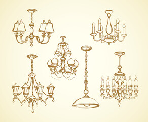 Wall Mural - Chandelier. Vector drawing