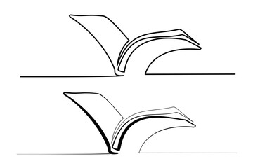 Wall Mural - Opened book icon logo. Continuous one line drawing
