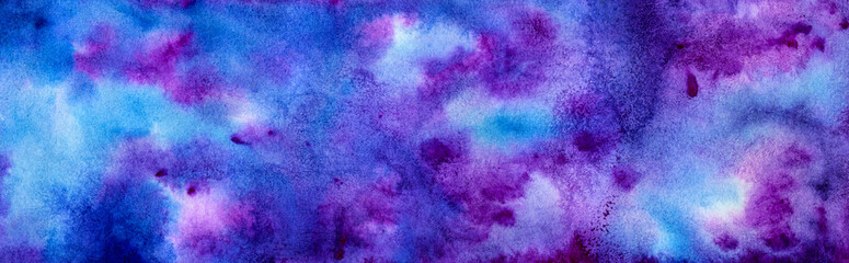 Wall Mural - watercolor hand drawn artistic magenta blue abstract elegant dark stylish background for booklets, brochures, cards, banners, covers, etc.