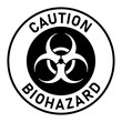 © Kagan Kaya - Caution Biohazard or Biological Hazard Round Adhesive or Sticker Icon. Vector Image.