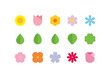 Leinwandbild Motiv Sunflower, rose, tulip, cherry blossom, etc. Various flower icon illustrations collection.
