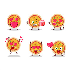 Sticker - Greek pizza cartoon character with love cute emoticon