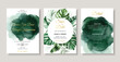 © hengkidesen - Elegant green tropical watercolor wedding invitation card template