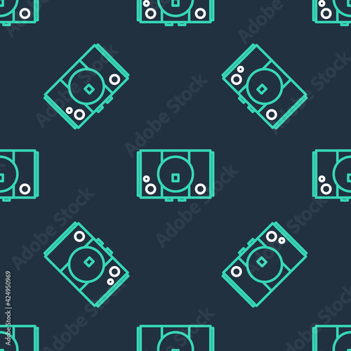 line-video-game-console-icon-isolated-seamless-pattern-on-black-background-vector