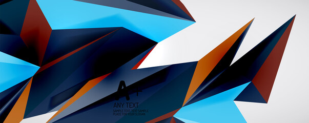 Vector triangle geometric backgrounds. Low poly 3d shape on light backdrop. Vector illustration for covers, banners, flyers and posters and other designs