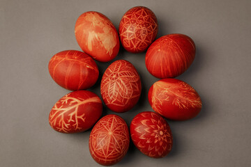 painted easter eggs with ukrainian ornaments	