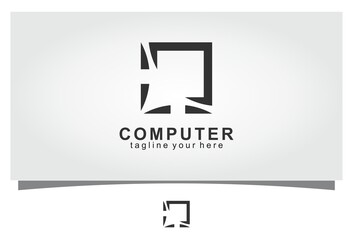 Wall Mural - computer symbol vector logo