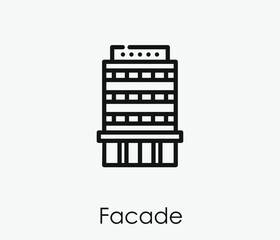 Poster - Facade vector icon.  Editable stroke. Linear style sign for use on web design and mobile apps, logo. Symbol illustration. Pixel vector graphics - Vector