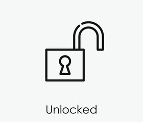 Poster - Unlocked vector icon.  Editable stroke. Linear style sign for use on web design and mobile apps, logo. Symbol illustration. Pixel vector graphics - Vector