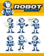 Blue Robot Mascot Design with different poses