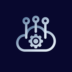 Sticker - cloud computing icon on dark