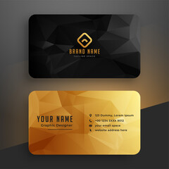 Wall Mural - low poly golden and black business card template