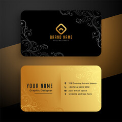 Wall Mural - golden floral business card template design