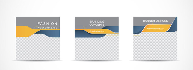 Canvas Print - Set square banner template for social media post and web internet ads.vector illustrations.	
