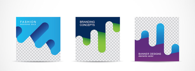 Canvas Print - Set square banner template for social media post and web internet ads.vector illustrations.	
