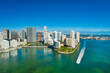 aerial drone view of downtown Miami skyline in the Brickell area