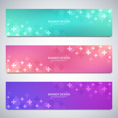 Wall Mural - banner design template. concept and idea for health care business, medical research, healthcare tech