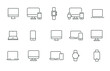© Fourdoty - Modern device line icon set. Simple outline style for web sites and mobile app. Computer, laptop, pc, phone, mobile concept. Vector illustration isolated on a white background. EPS 10