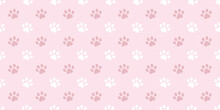 Pastel Pink And White Paw Pattern With Hearts Background