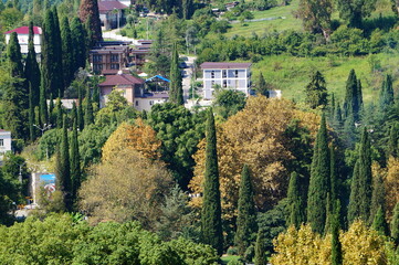 Sticker - view of the village of town