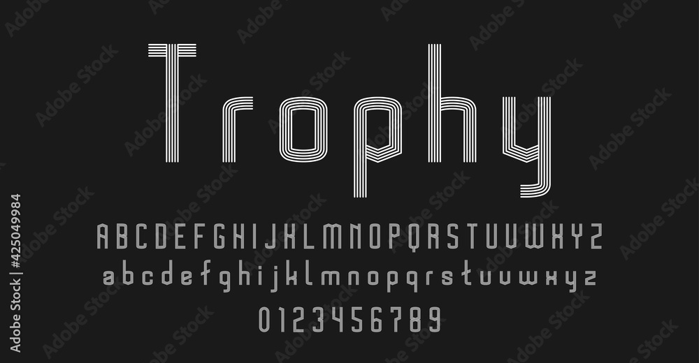Set of alphabets font letters and numbers modern abstract design with ...
