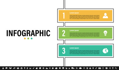 Wall Mural - Infographic design business concept vector illustration with 3 steps or options or processes represent work flow or diagram or web button banner