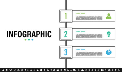Wall Mural - Infographic design business concept vector illustration with 3 steps or options or processes represent work flow or diagram or web button banner